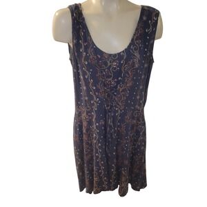 Idyllwind‎ Women's Blue Paisley Print Sleeveless Lace Up Front Dress XXL cowgirl
